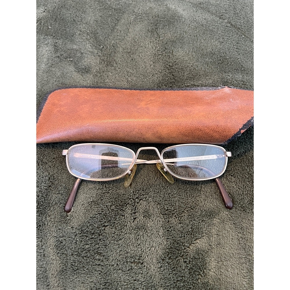 80s Vintage Retro Rectangle Eyeglasses Terri Brogan 8889 Austria Gold Brown